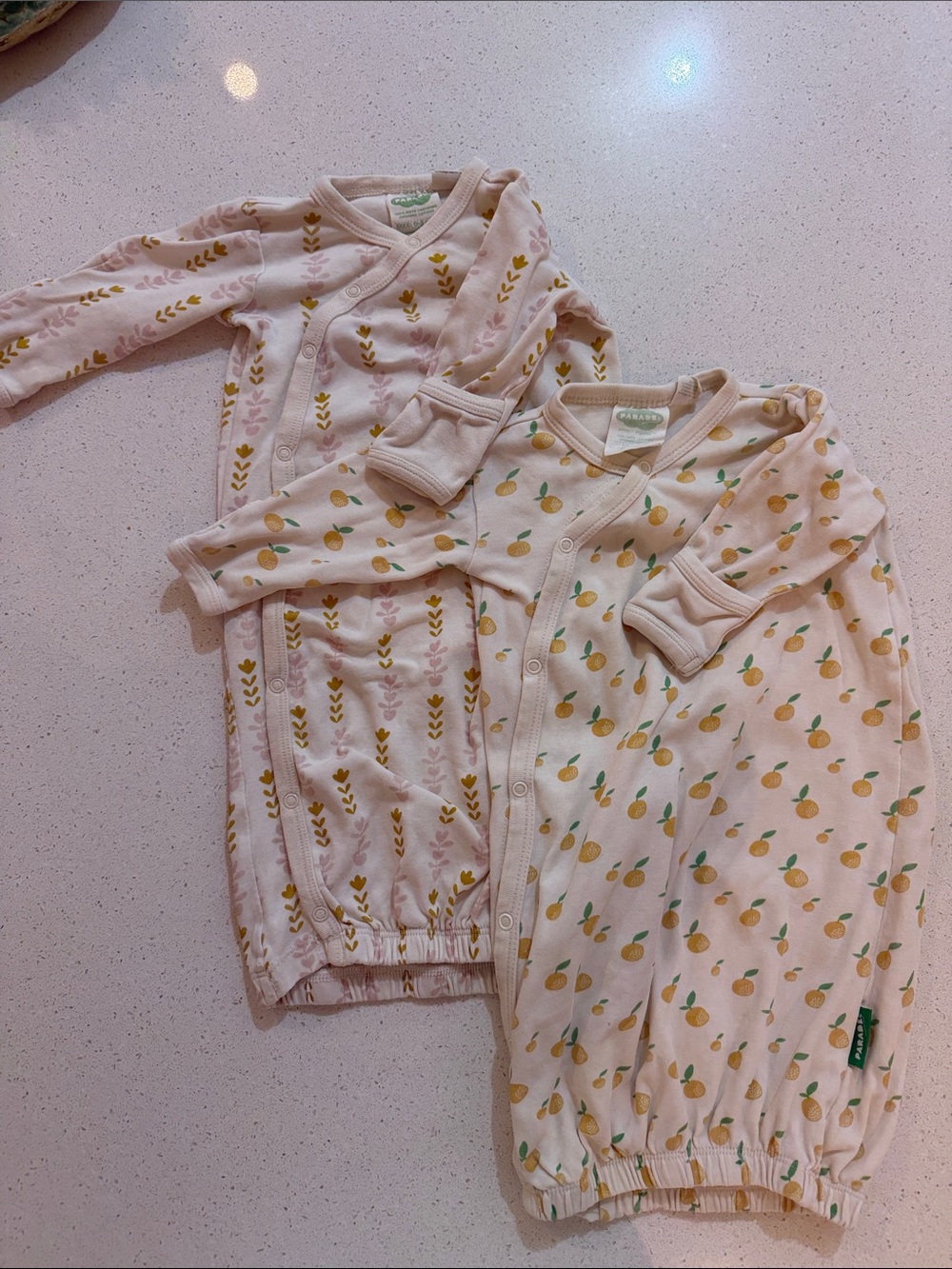 Parade Soft Cream Peach & Leaf Infant Sleep Gowns - Pack of 2